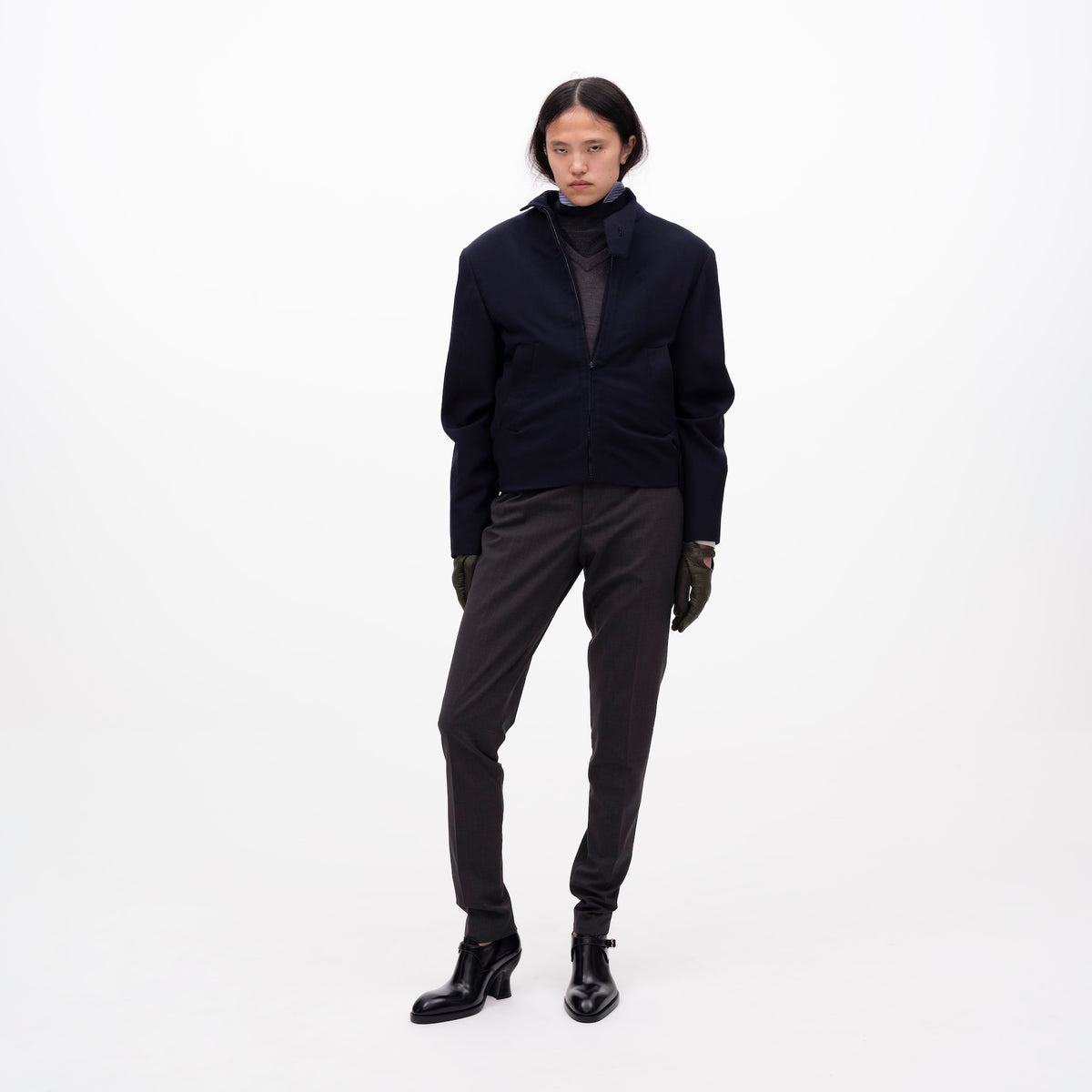 Collar Short Jacket With Flap