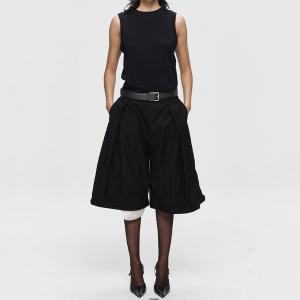 bow.a 水際 TUCK SHORT PANTS ブラック 水際 TUCK SHORT PANTS | bow.a